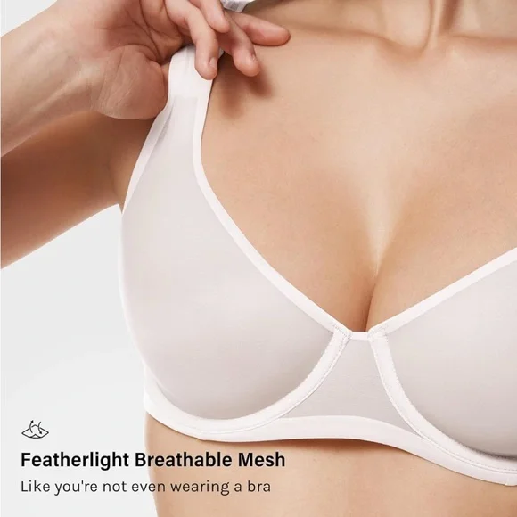 NWT Mesh Balconette Underwire Unlined Coconut White Sheer Bra Size 34DD - Picture 3 of 8